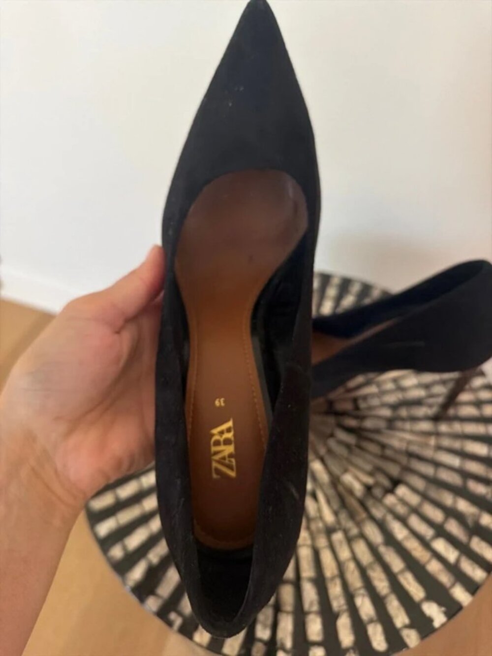 Suede black high heels